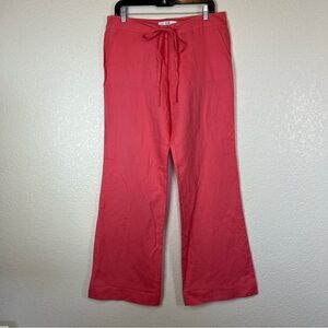 FOREVER 21 XXI Linen Blend Wide Leg Pants Coral size Large Pockets